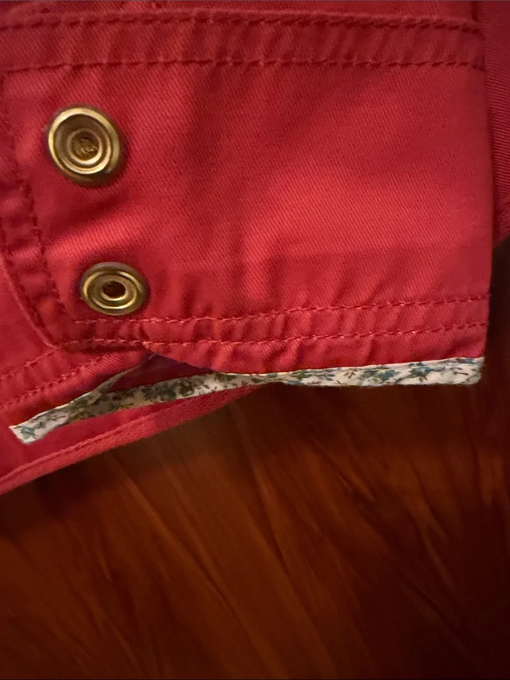 J. Crew Red Utility Field Jacket with Gold-Tone Snaps